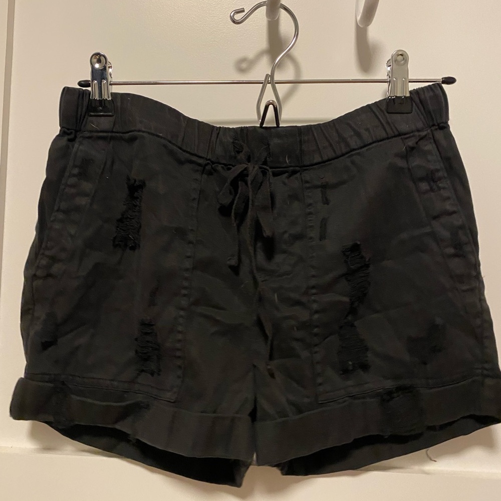 Black Distressed Shorts